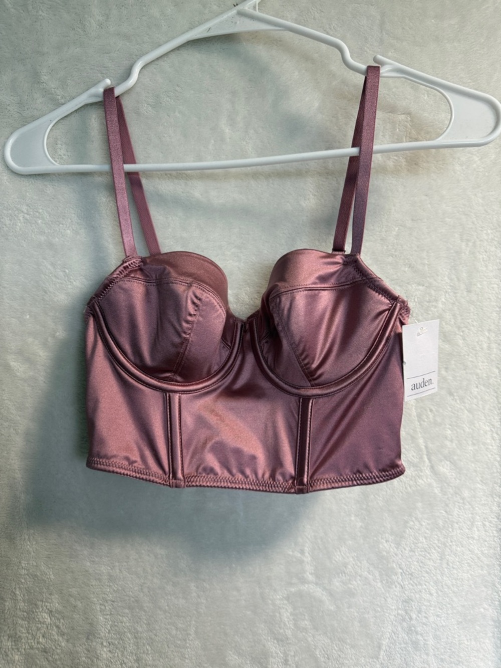 Auden Satin Dusty Rose Longline Bralette